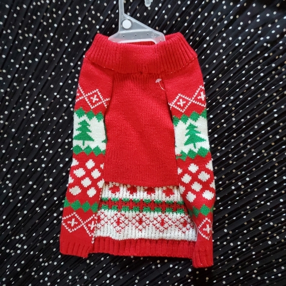 Holiday Red & Green Dog Sweater with Festive Patterns / Size - Small /Pet Spirit - Picture 5 of 8